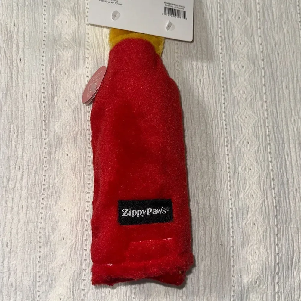 Zippy Paws Red Yellow Crusherz Chowlula Hot Sauce Plush Crinkle Dog Toy